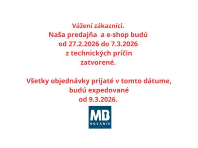 PREDAJŇA A ESHOP ZATVORENÁ